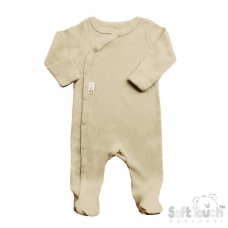 SS4500-BI: Biscuit Ribbed Sleepsuit (0-3 Months)